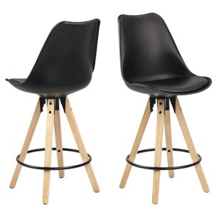 Diam counter stol - Sort eller Hvid sæde med natur ben. 